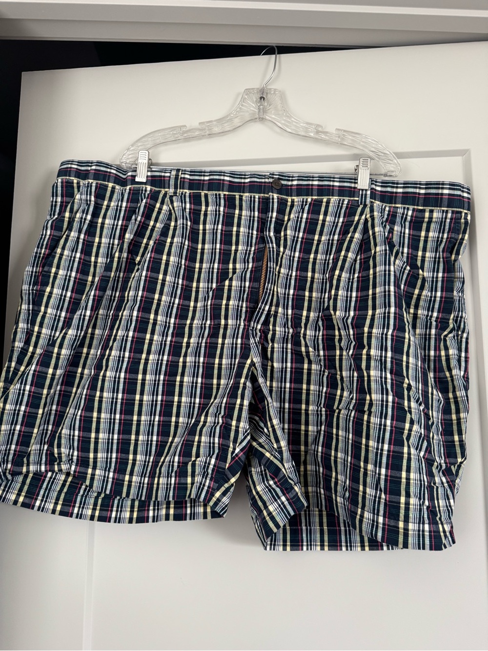 Cutter & Buck Plaid Shorts - Navy, White & Yellow